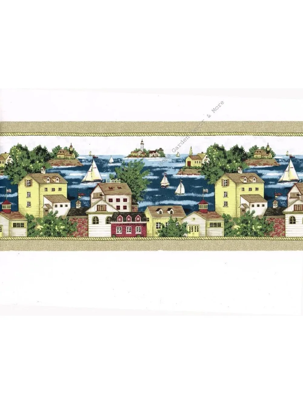 Seaport Wall Paper Border Country Coastal House Cottage Seaside Scenic Sailboat